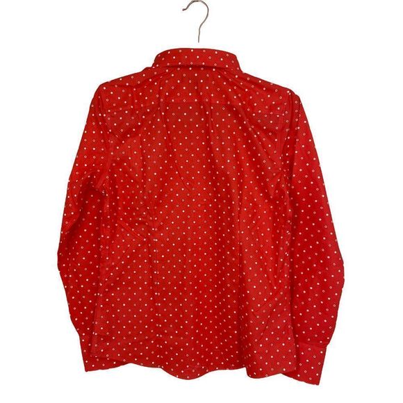 NWOT Lands'‎ End No Iron Supima Orange Polka Dress Shirt Size 4 - Picture 2 of 7